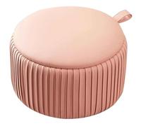 Ottomans Repose-Pieds Pouf Ottoman Canapé Pouf Tabouret Rond Rayé De Style Simple, Tabouret À Chaussures Empilable D'entrée, Poignée Portable, Aucune Installation Requise(Rose)