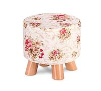 Ottomans Tabouret à chaussures à langer Tabouret à fruits Repose-pieds en bois Repose-pieds ronds Ottomans pour le salon Ottomans pour la chambre à coucher, fleur de jardin - 28 x 28 x 25 cm
