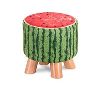 Ottomans Tabouret à chaussures Tabouret à fruits Pieds en bois Repose-pieds ronds Ottomans pour salon Ottomans pour la chambre à coucher Pastèque 28 x 28 x 25 cm