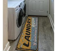 Ottomanson Tapis de couloir collection Laundry motif bulles dos en caoutchouc 50 cm x 150 cm jaune/gris