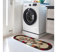 Ottomanson Tapis de couloir collection Laundry ovale bordure à carreaux dos en caoutchouc 50 cm x 150 cm multicolore