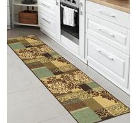 Ottomanson Tapis de couloir Collection Ottohome dos en Caoutchouc Motif Damassé style Contemporain 57 cm x 210 cm Marron