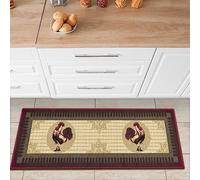 Ottomanson Tapis de Couloir Collection Siesta Kitchen Dos en Caoutchouc Motif Coq 50 cm x 150 cm Beige