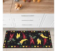 Ottomanson Tapis de couloir collection Siesta Kitchen dos en caoutchouc motif piments 50 cm x 150 cm noir