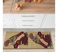 Ottomanson Tapis de couloir collection Siesta Kitchen dos en caoutchouc motif vin 50 cm x 150 cm beige