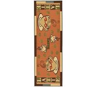 Ottomanson Tapis de Couloir Dos en Coutchouc Collection Sara’s Kitchen Motif Tasses à Café 50 cm x 150 cm Orange Foncé