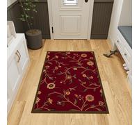 Ottomanson Tapis décoratif collection Ottohome dos en caoutchouc motif feuilles style contemporain 100 cm x 150 cm rouge