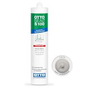 OTTOSEAL S 100 Silicone sanitaire de qualité supérieure 300 ml C8678 gris argenté mat - Sûr contre la moisissure et idéal pour la salle de bain, la cuisine et le salon - Excellent lissage et modelage