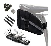 OTUAYAUTO Trousse Outils de Vélo, Sacoche de Selle de Vélo, Sac Vélo Réparation 16 en 1 avec Bande Réfléchissante pour VTT, Cyclisme et Voyageurs