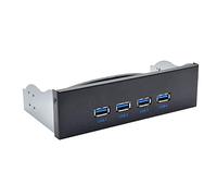 Otueidnsy 1 Pcs Panneau de Lecteur Panneau de Lecteur USB3.2 Lecteur USB 4 Ports 4X USB3.2 GEN2 HUB 3,5 Pouces 5,25 Pouces 19 Broches vers Prise Inverse C-Port