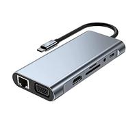 Otueidnsy 1 Pièce 11 en 1USB C HUB Station d'accueil avec 4K Compatible, VGA, Port USB 3.0, Type C PD, Ethernet RJ45