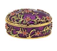 Otufan Vintage Metal Jewelry Box Trinket Box, 2.5x1.7x1.3Classic Hand Painted Flower Trinket Jewelry Organiser Storage Case Zinc Alloy Hinged Small Jewelry Organizer for Ring Earrings Storage (Violet)