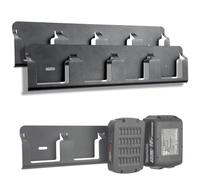 otuiaim Support Mural compatible avec Bosch Bleu 18V /Makita 18V Batteries | 2 Unités - Support en Acie pour 4 Batteries d’outils, Rangement Boite compatible avec Makita 18V /Bosch Professional GBA 18V