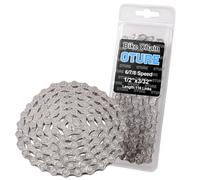 Oture Chaîne de vélo universelle 6/7/8 vitesses 1/2" x 3/32" en acier au carbone avec changement de vitesse lisse, 116 maillons avec connecteur à pression, pour la plupart des vélos de route et VTT