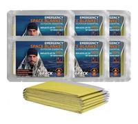 Oture Couverture Thermique d'urgence, Pack de 6, 210 x 160 cm, Réfléchit 90% de la Chaleur corporelle, Ultraléger 56g, pour Plein air, randonnée, Camping, Or