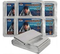 Oture Lot de 6 couvertures de survie thermiques d'urgence en Mylar, couverture de survie en aluminium d'urgence pour garder le corps au chaud, plein air, randonnée, camping, équipement de camping