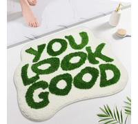 Oturgor You Look Good Tapis de salle de bain, joli tapis de douche antidérapant et absorbant pour décoration de salle de bain, chambre à coucher, cuisine, salon (vert, 71,1 x 53,3 cm)