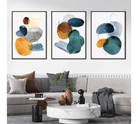 OTURRI Abstrait aquarelle géométrique affiches Dot coloré Toile tableau peintures Murale Art Tableaux pour salon bureau Decoration à la maison 40x60cmx3 sans cadre