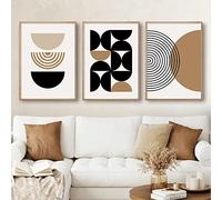OTURRI Abstrait Géométrique Affiche Toile tableau Peinture Beige Noir Mi Siècle Murale Art Moderne Tableaux Salon Intérieur Decoration À La Maison 40x60cmx3 Sans Cadre