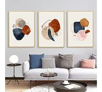 OTURRI Abstrait Géométrique Murale Art Aquarelle Beige Affiches Imprimer Minimaliste Toile tableau Peinture Tableaux Salon Intérieur Decoration À La Maison 40x60cmx3 Sans Cadre