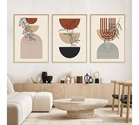 OTURRI Boho Abstrait Géométrique Murale Art Tableaux Arc Ligne Feuilles Affiches Toile tableau Peinture Moderne Salon Intérieur Decoration À La Maison 50x70cmx3 Sans Cadre
