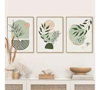 OTURRI Boho Sauge Plantes Vertes Affiches Et Gravures Abstrait Géométrique Murale Art Toile tableau Peinture Nordique Murale Tableaux Pour Salon Decoration 50x70cmx3 Sans Cadre
