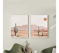OTURRI Moderne scandinave affiche Cactus Toile tableau peinture botanique Murale Art désert Murale Tableaux pour salon Decoration à la maison 50x70cmx2 sans cadre