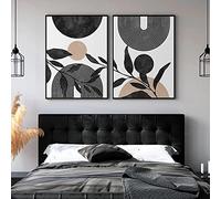 OTURRI Neutre abstrait géométrique affiche Toile tableau peinture noir blanc beige minimaliste Murale art Tableaux pour salon Decoration à la maison 50x70cmx2 sans cadre