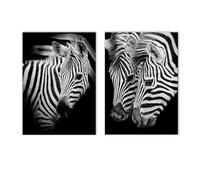 OTURRI Nordique Zèbre Animal Murale Art Noir Et Blanc Zèbre Affiche Et Toile tableau Peinture Moderne Tableaux Pour Salon Decoration De La Maison 50x70cmx2 Sans Cadre