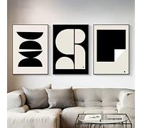 OTURRI Simple noir et blanc affiches abstrait géométrique Toile tableau peinture forme Murale Art Tableaux pour salon Decoration de la maison 50x70cmx3 sans cadre