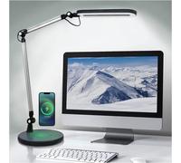 OTUS Lampe de Bureau avec Chargeur Sans Fil, Lampe de Table D'architecte LED Puissante avec 3 Températures de Couleur, Dimmable Luminosité Réglable, Contrôle Tactile, Protection des Yeux