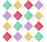 Otuuz 16 Pièces Porte-Clés de Tic Tac Toe pour Enfants de 8 à 12 Ans Porte-Clés en Plastique pour Sac à Dos Cadeaux de Tic Tac Toe Faveurs de Fête d'Anniversaire pour Garçon Fille (Couleur Macaron)