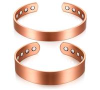 Otuuz 2 Bracelets Magnétiques en Cuivre avec 8 Aimants Bracelet Magnétique Réglable en Cuivre Bronze pour Hommes Femmes