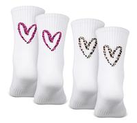 Otuuz 2 Paires de Chaussettes de Tennis Leo Cœur de Léopard Léoprint Drôle de Chaussettes Câlines pour les Femmes de Couples Hommes Femmes