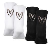 Otuuz 2 Paires de Chaussettes de Tennis Leo Cœur de Léopard Léoprint Drôle de Chaussettes Câlines pour les Femmes de Couples Hommes Femmes