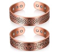 Otuuz 2 Pièces Bracelets Magnétiques en Cuivre 99,99% 3500 Gauss | 9 Aimants, Compatible avec poignet réglable, Motif Arbre et Celtique, 2 Styles