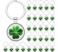 Otuuz 30 Porte-Clés de Trèfle à Quatre Feuilles Porte-Clés avec Porte-Bonheur en Forme de Trèfle Vert Cadeau de Porte-Bonheur pour Examen Cremaillere Nouveau Travail Adieu