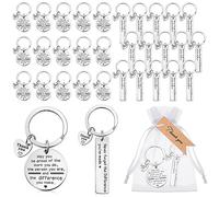 Otuuz 30 Sets Cadeaux d'Appréciation d'Enseignants Porte-Clés Inspirants en Acier Inoxydable 2 Styles, Cartes de Remerciement Étiquettes en Papier Kraft de Merci Sachets en Organza