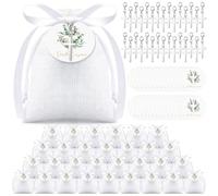 Otuuz 30 Sets Cadeaux de Confirmation Étiquette Cadeau avec Ruban Blanc Porte-Clés Croix Sachet Blanc Cadeaux pour Confirmation, Communion, Baptême, Naissance et Mariage