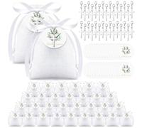 Otuuz 50 Sets Cadeaux de Confirmation Étiquette Cadeau avec Ruban Blanc Porte-Clés Croix Sachet Blanc Cadeaux pour Confirmation, Communion, Baptême, Naissance et Mariage
