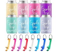 Otuuz 8 ensembles de cadeaux de voyage colorés pour filles, décapsuleur de bière et manches de gobelet, porte-clés 2023 pour filles, cadeaux de week-end pour femmes, sœur, tante, amis, escapade,