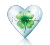 Otuuz Breloque Porte-Bonheur de Trèfle du Schaffst Das Charme à Quatre Feuilles Bonne Chance Cadeau Attentionné et Plein d'Espoir avec Sac de Rangement pour Femmes Hommes (Cœur)