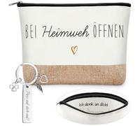 Otuuz Cadeau Contre Mal du Pays Cadeau d'Adieu pour Combattre Mal du Pays Trousse de Maquillage et Porte-Clés de Voyage Porte-Bonheur pour Voyageurs, Une Année à l'Étranger