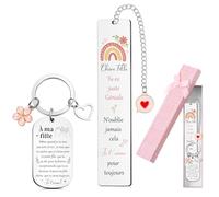 Otuuz Cadeau Noël Ado Fille Fille Cadeaux D'anniversaire 1 Marque-Page Filleule 1 Porte-Clés 1 Coffret Je T'aime Retour à L’école Remise Diplômes Meilleurs Voeux pour Femme pour Anniversaire Noël