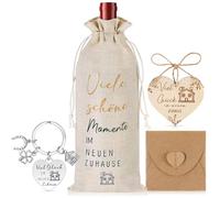 Otuuz Cadeaux de Pendaison de Crémaillère Cadeau pour l'Emménagement Porte-Bonheur Sac à Bouteille de Vin, Porte-Clés, Enveloppe Déménagement, Cérémonie de Fin de Chantier, Pendaison de Crémaillère