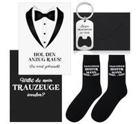 Otuuz Cadeaux pour Garçons d'Honneur Meilleur Témoin Porte-Clés d'Ouvre-bouteille Chaussettes Meilleur Homme avec Carte Willst du Mein Trauzeuge Sein