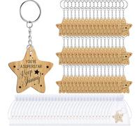 Otuuz Lot de 100 porte-clés en forme d'étoile en bois pour la e 30 élèves, des enseignants à l'élève de l'année 6 sortants (classique)