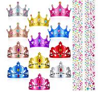 Otuuz Lot de 22 couronnes de princesse à faire soi-même comprenant 12 couronnes de princesse en mousse et 10 autocollants en diamant en cristal pour enfants (multicolore)