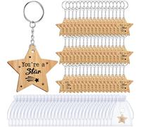 Otuuz Lot de 50 porte-clés en forme d'étoile de fin d'études en bois pour la e 30 élèves, des enseignants à l'élève de l'année 6 (élégant)