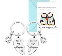 Otuuz Porte-Clés de Pingouin pour Couple I Found My Penguin Porte-Clés Partenaire avec Carte de Pingouin Cadeau Romantique de Saint-Valentin pour Amoureux Petite Amie Petit Ami Anniversaire Mariage